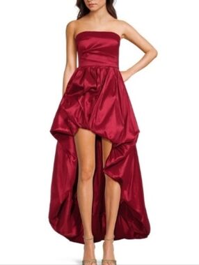 B. Darlin Strapless Ruby Red High-Low Taffeta Dress